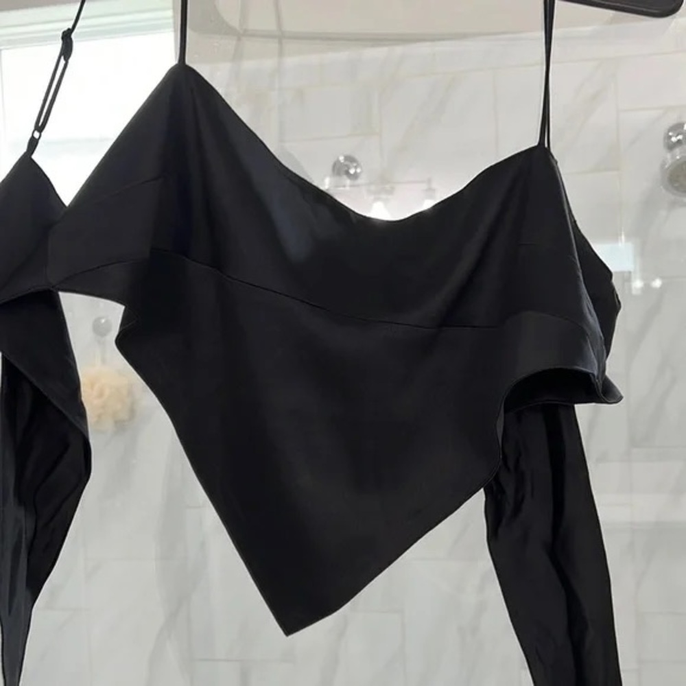 Black Satin Bandana Top